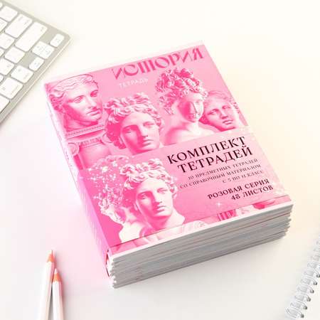 Набор ArtFox STUDY тетрадей 48 листов 10 предметов «Розовый»