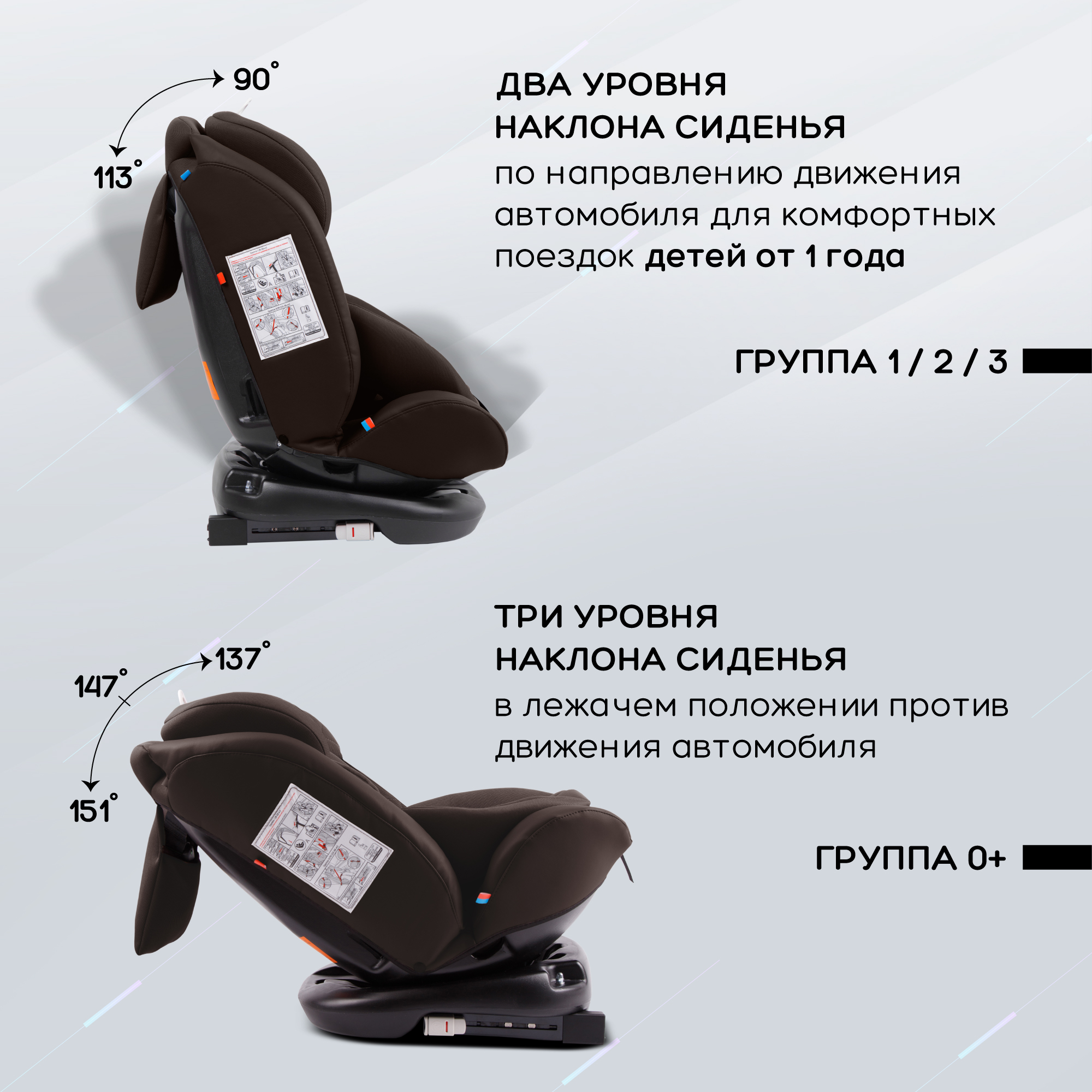 Автокресло Amarobaby Brilliant Isofix класс D группа 0+/1/2/3 Коричневый - фото 7