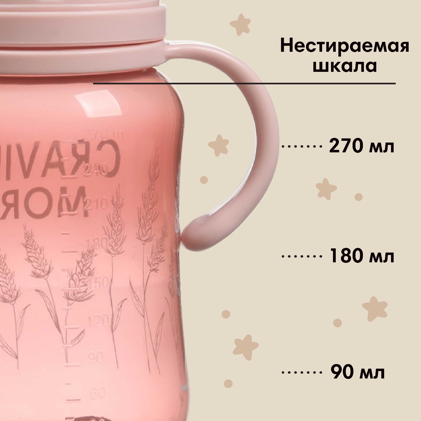 Бутылочка для кормления Mum and Baby широкое горло Little world collection 270 мл. с ручками - фото 3