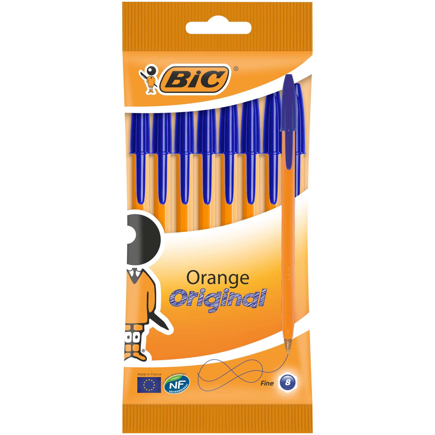 Ручка шариковая Bic Orange Original 8шт 919228 - фото 1