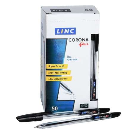 Ручки LINC Набор шариковых CORONA PLUS черные чернила 50 штук