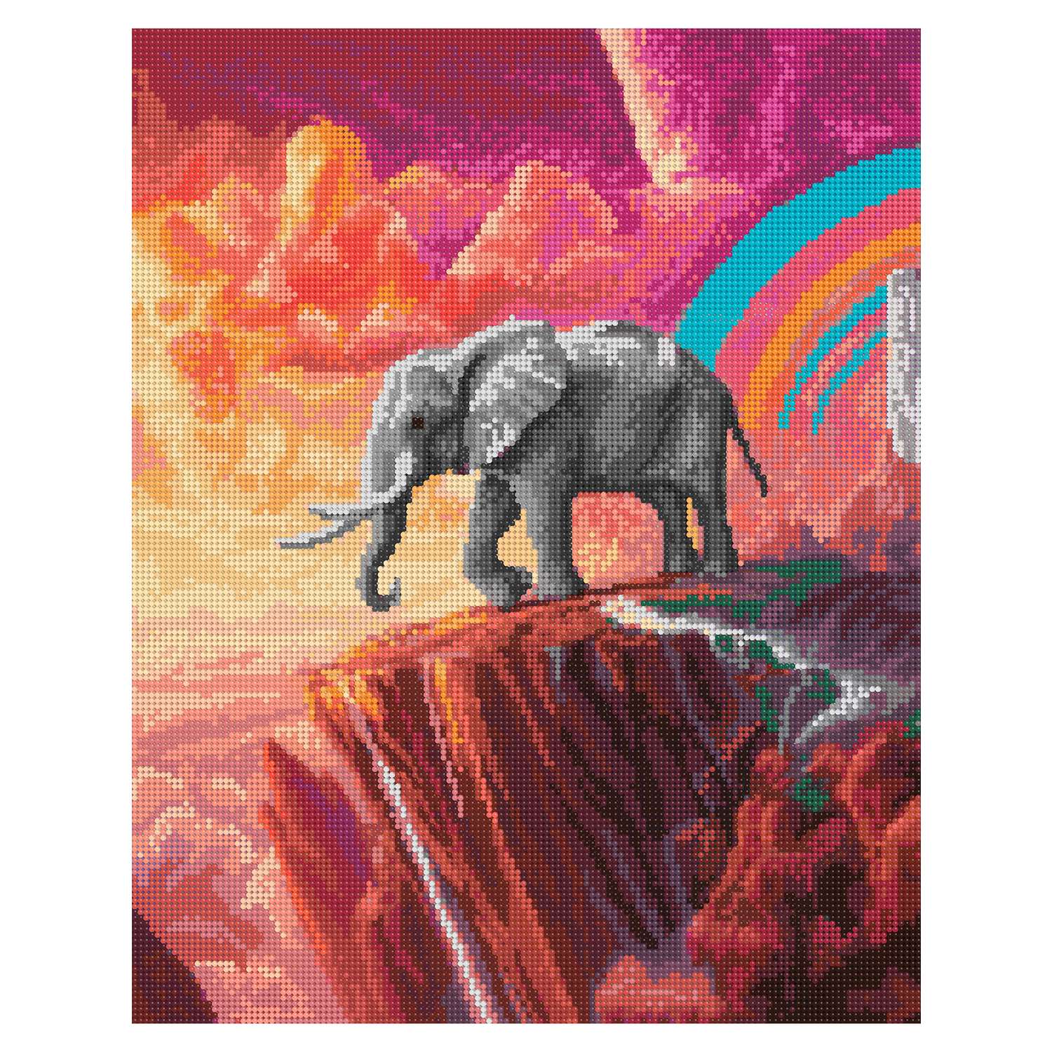 Алмазная мозаика Art on Canvas холст на подрамнике 40х50 см Слон на скале - фото 2