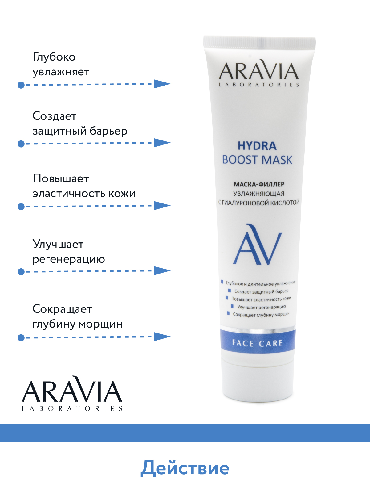 Маска-филлер для лица ARAVIA Laboratories с гиалуроновой кислотой Hydra Boost Mask 100 мл - фото 4