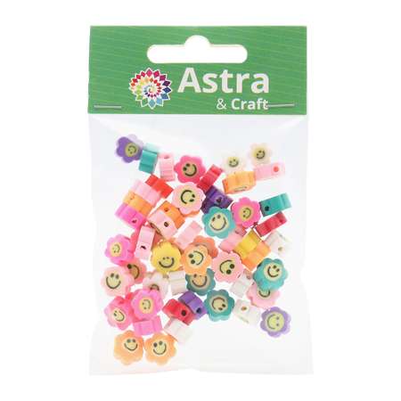 Бусины Astra&Craft из полимерной глины цветочки-смайлики 1 10 мм 20 г