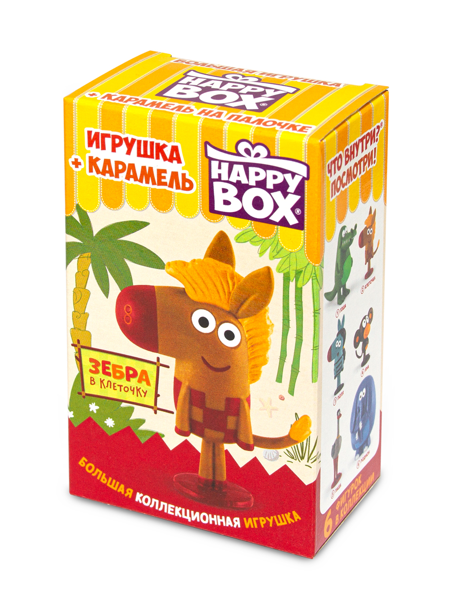 Леденцы с игрушкой Сладкая сказка Happy box зебра в клеточку 30г - фото 7