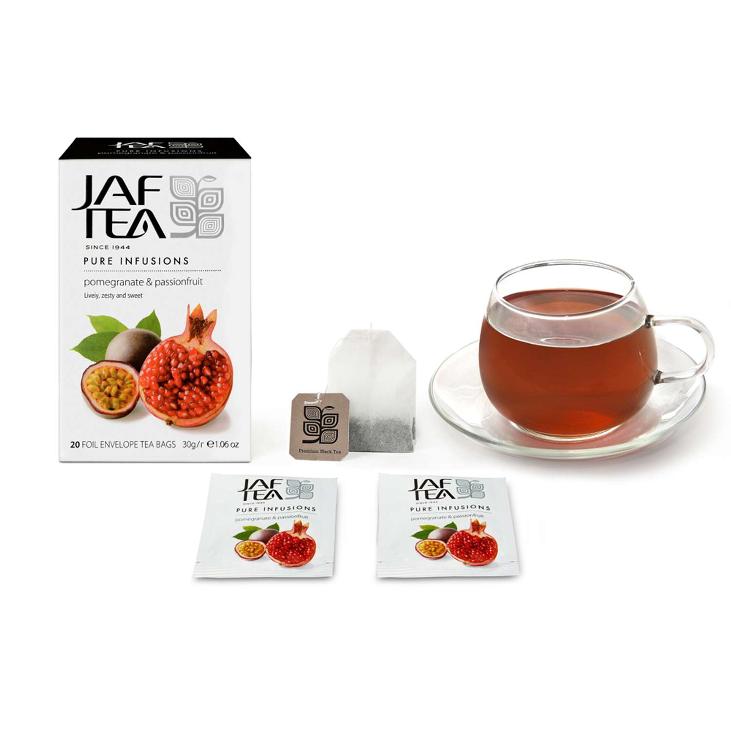 Чай без кофеина JAF TEA Pomegranate Passionfruit 20 пакетиков в конвертиках гранат и маракуйя - фото 2