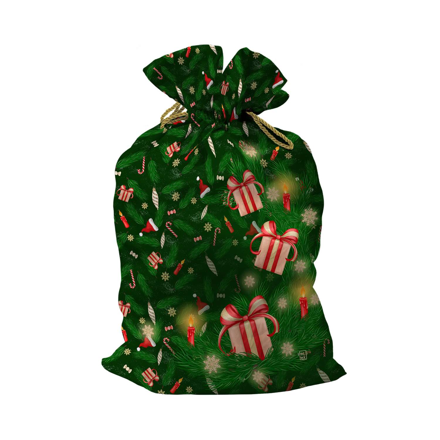 Мешок Деда Мороза sfer.tex 40х58 см Свеча зеленый - фото 1