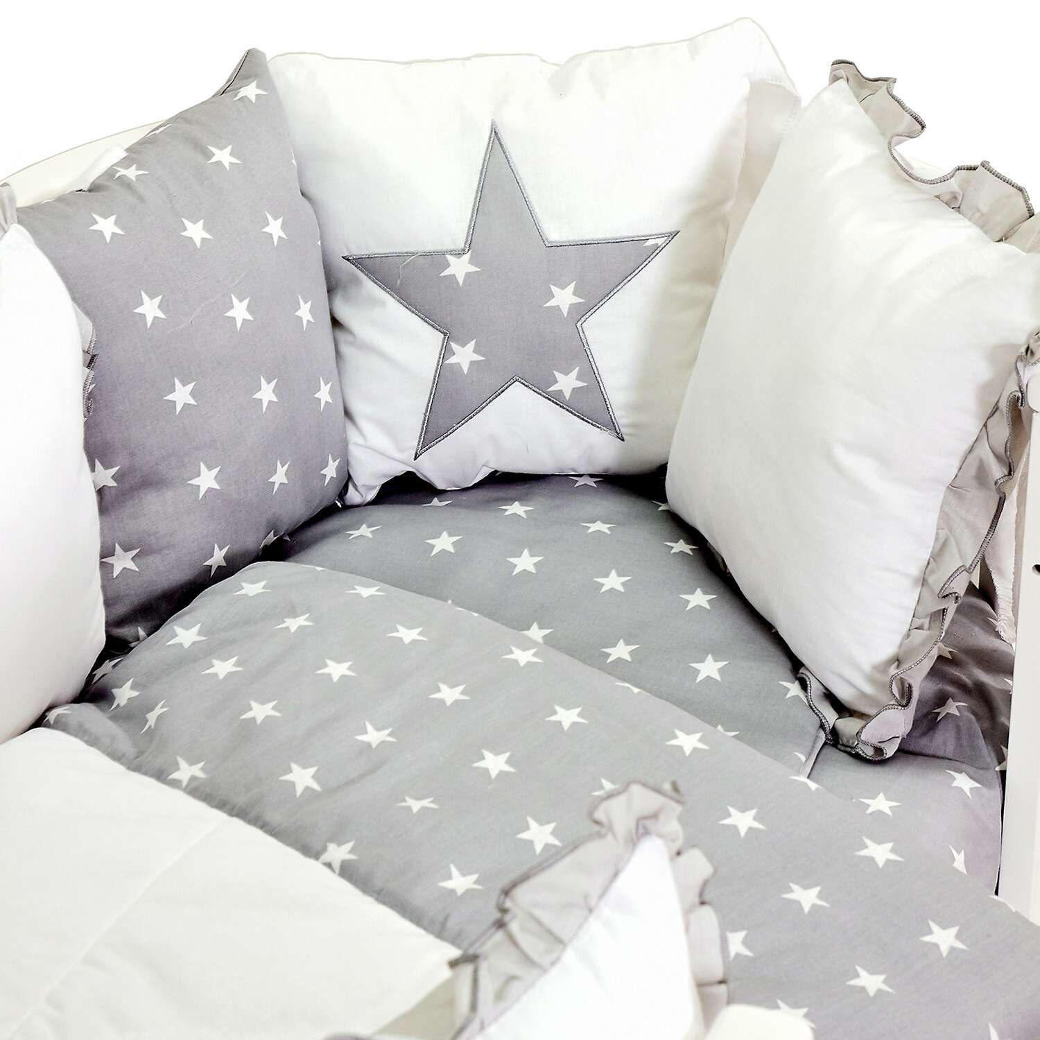 Комплект в кроватку Polini kids Звезды 5предметов Серый - фото 7