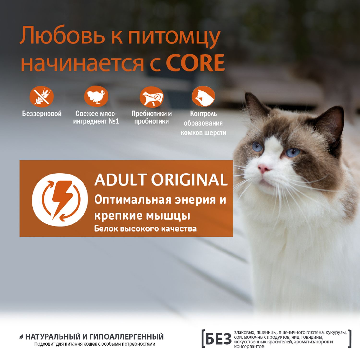 Сухой корм для кошек Wellness CORE 1.75 кг курица, индейка (для домашних, полнорационный) - фото 8