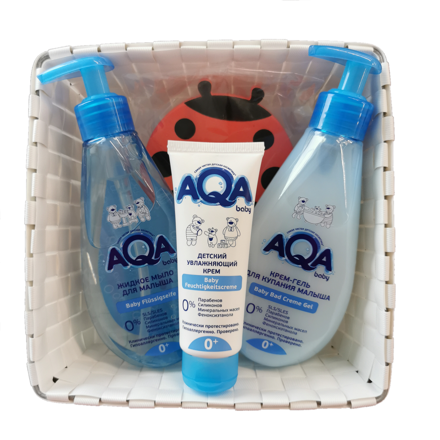 Набор AQA baby мыло жидкое 250мл крем-гель для купания 250мл крем увлажняющий 75мл - фото 2