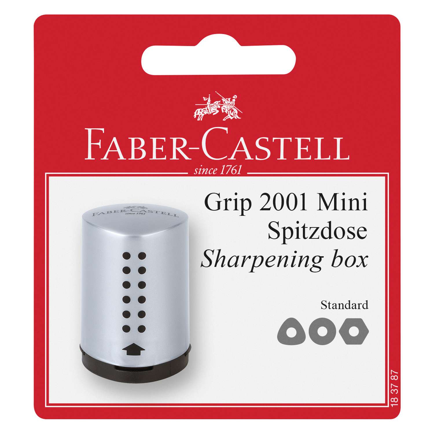 Точилка Faber Castle Grip 2001 Mini 1 отверстие контейнер серая - фото 1
