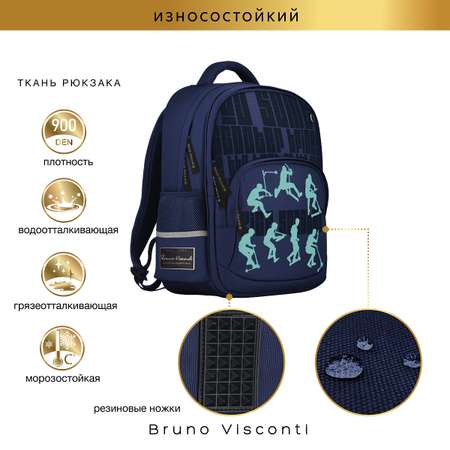 Рюкзаки школьные Bruno Visconti синий с эргономичной спинкой Scooter Party