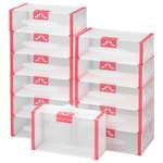 Набор коробок для хранения El Casa для женской обуви 30х18х10 см 12шт. Красная кайма складные с ручкой