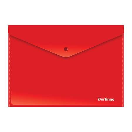 Папка-конверт на кнопке BERLINGO А4 180мкм непрозрачная красная набор 10 шт