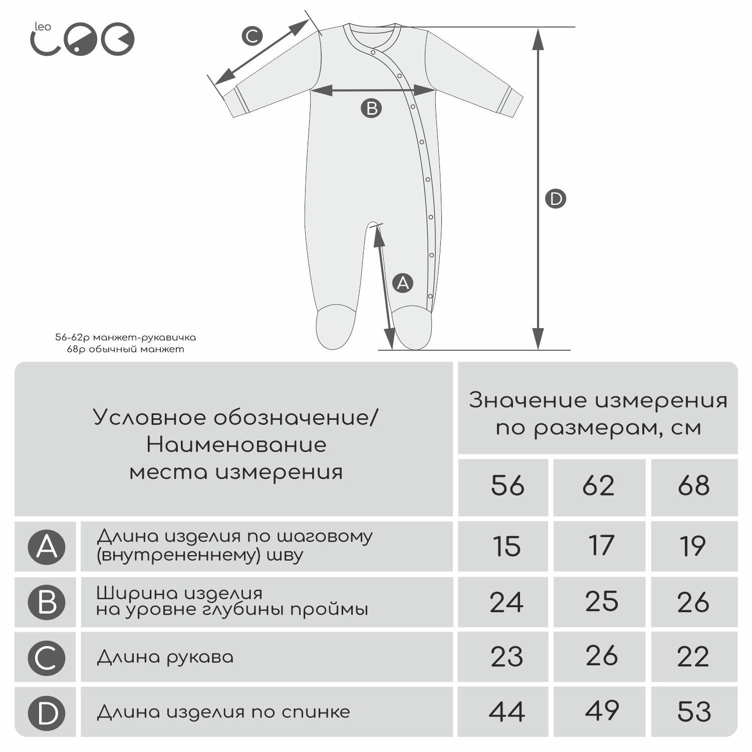 Комбинезон 3 шт LEO 1001А-19_голубой/молочный - фото 2