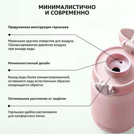 Термос Buydeem с откидной крышкой 200 ml розовый