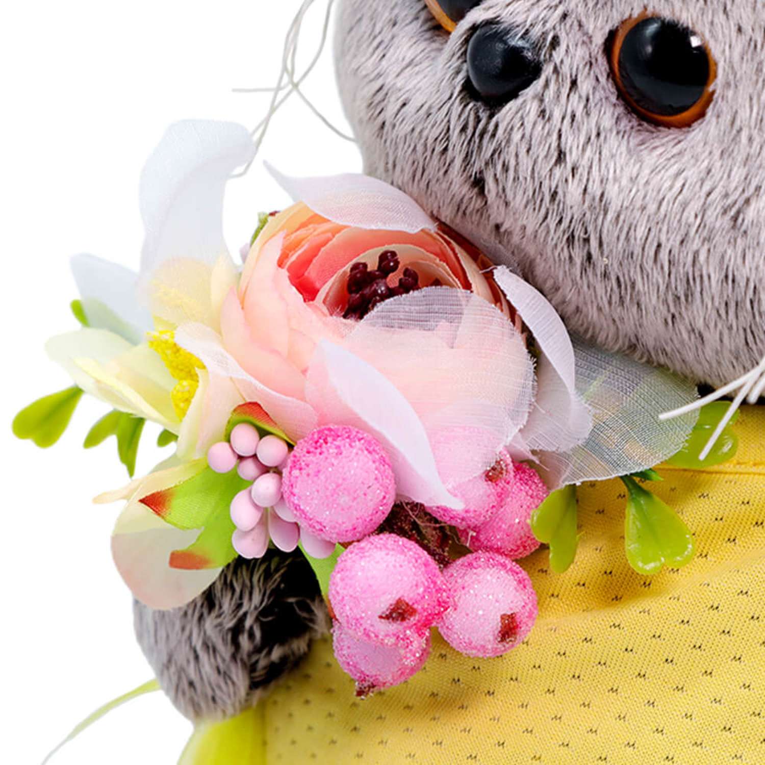 Мягкая игрушка BUDI BASA Кот Басик BABY с букетом из цветов и ягод 20 см BB005 - фото 3