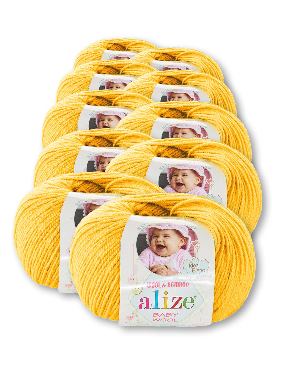 Пряжа для вязания Alize baby wool бамбук шерсть акрил мягкая 50 гр 175 м 548 цыпленок 10 мотков - фото 2
