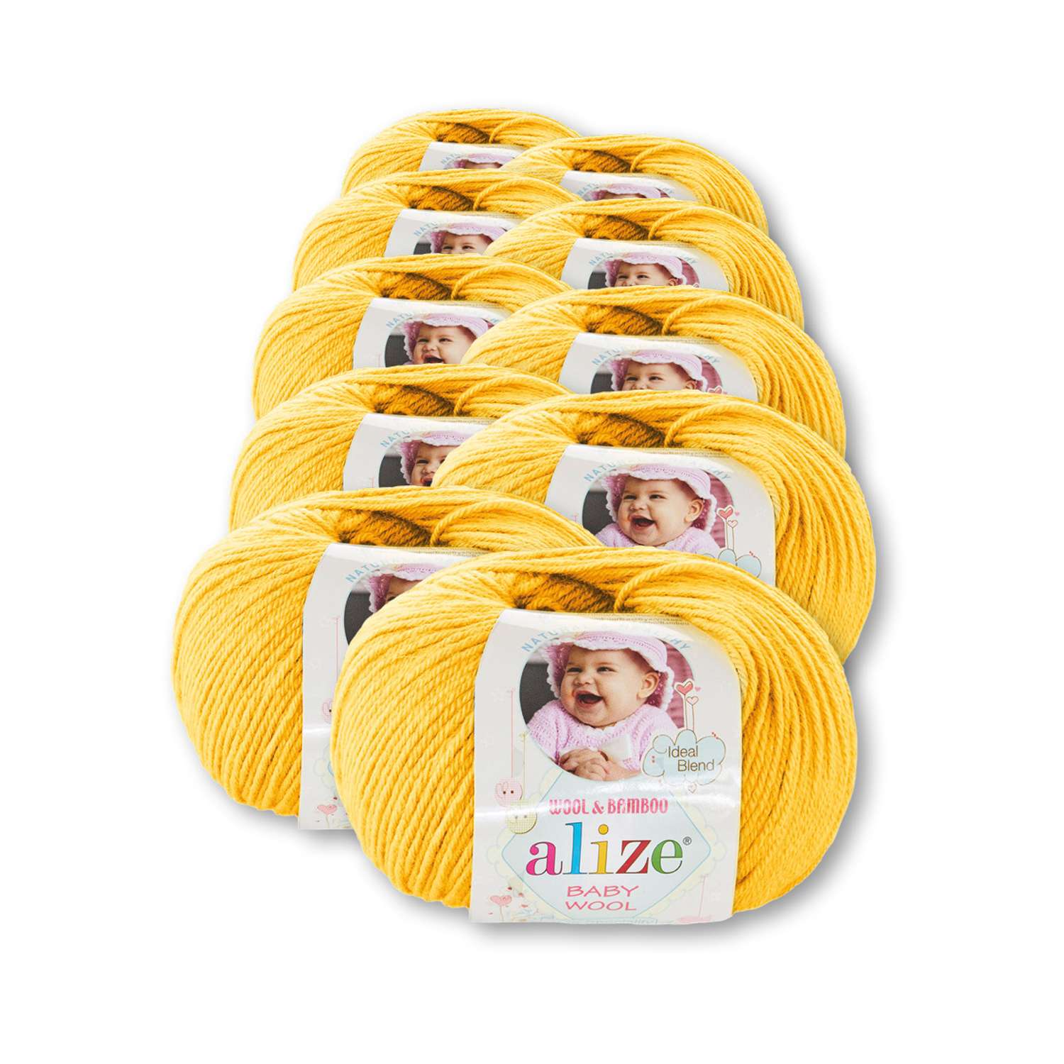 Пряжа для вязания Alize baby wool бамбук шерсть акрил мягкая 50 гр 175 м 548 цыпленок 10 мотков - фото 2