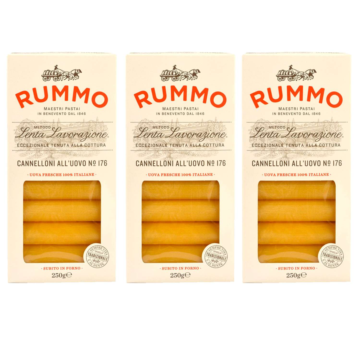 Макароны Rummo паста Упаковка из 3-х пачек гнезда Каннеллони ниди аль уово n.176 3x250 г - фото 1