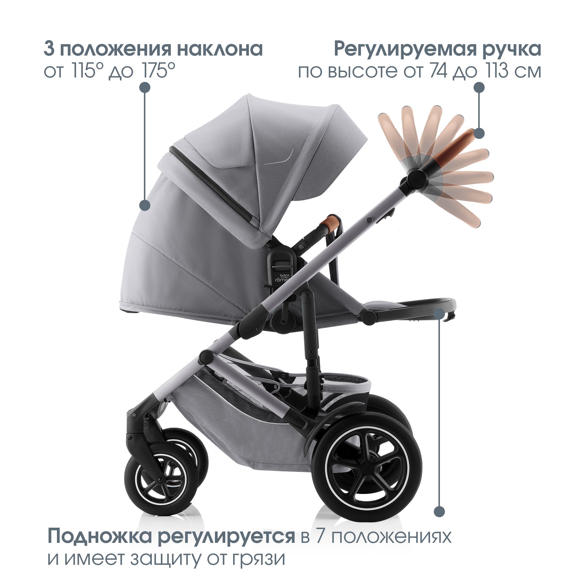 Коляска Britax Roemer 2 в 1 Smile 5Z Frost Grey - фото 7