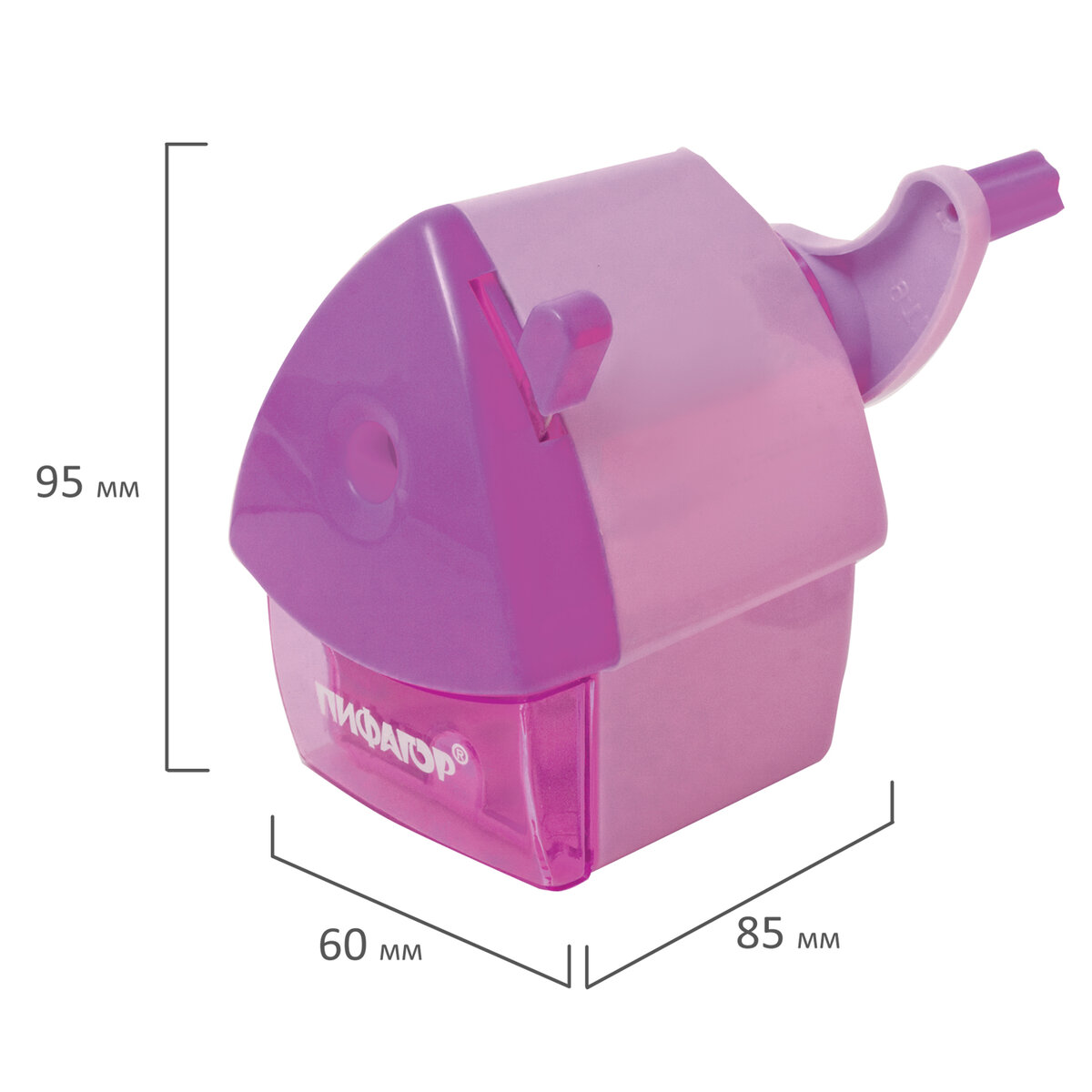 Точилка механическая Пифагор Домик гнома корпус розовый - фото 10