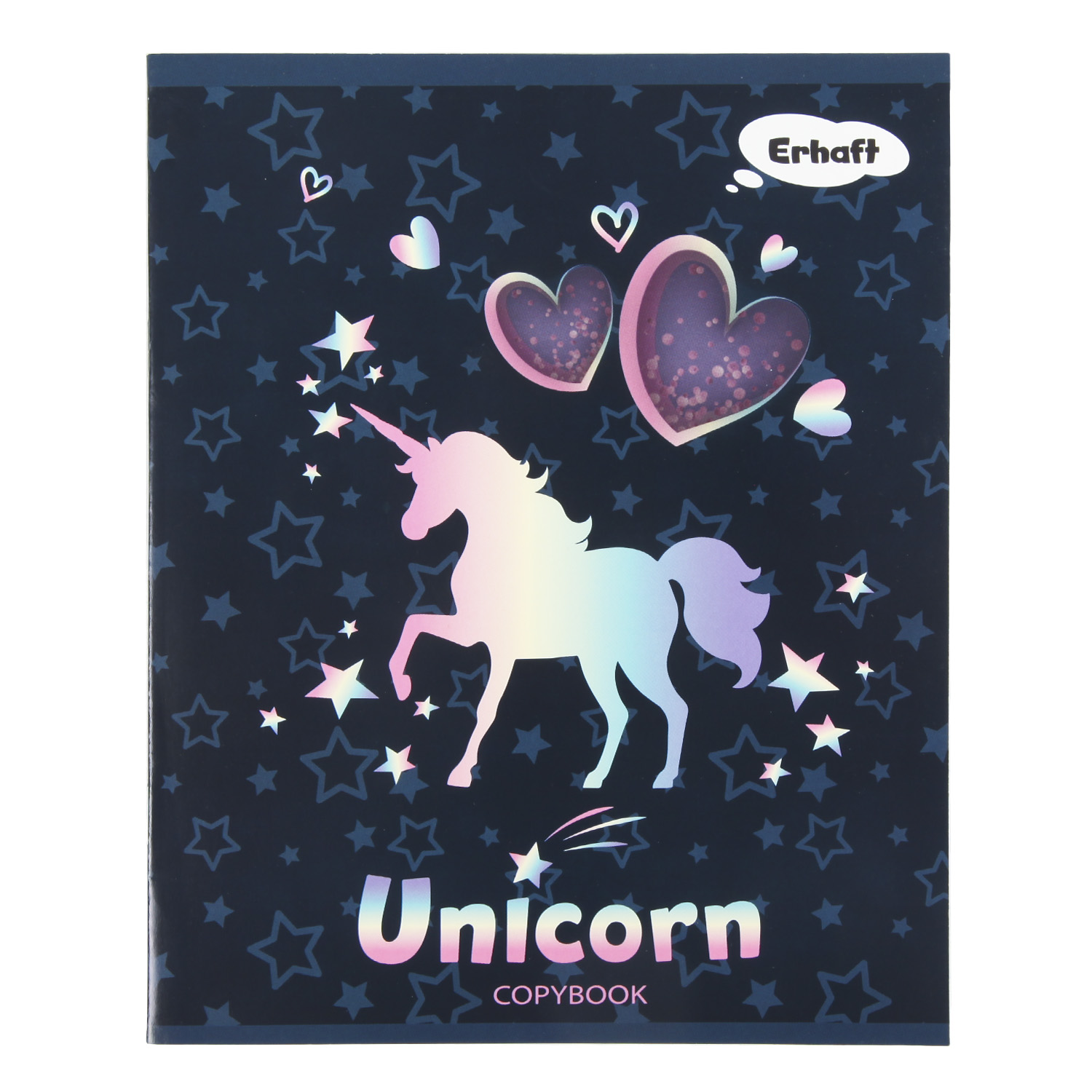 Тетрадь ученическая Erhaft Rainbow Unicorn крупная клетка 12л Т12-ERH-021-A - фото 1