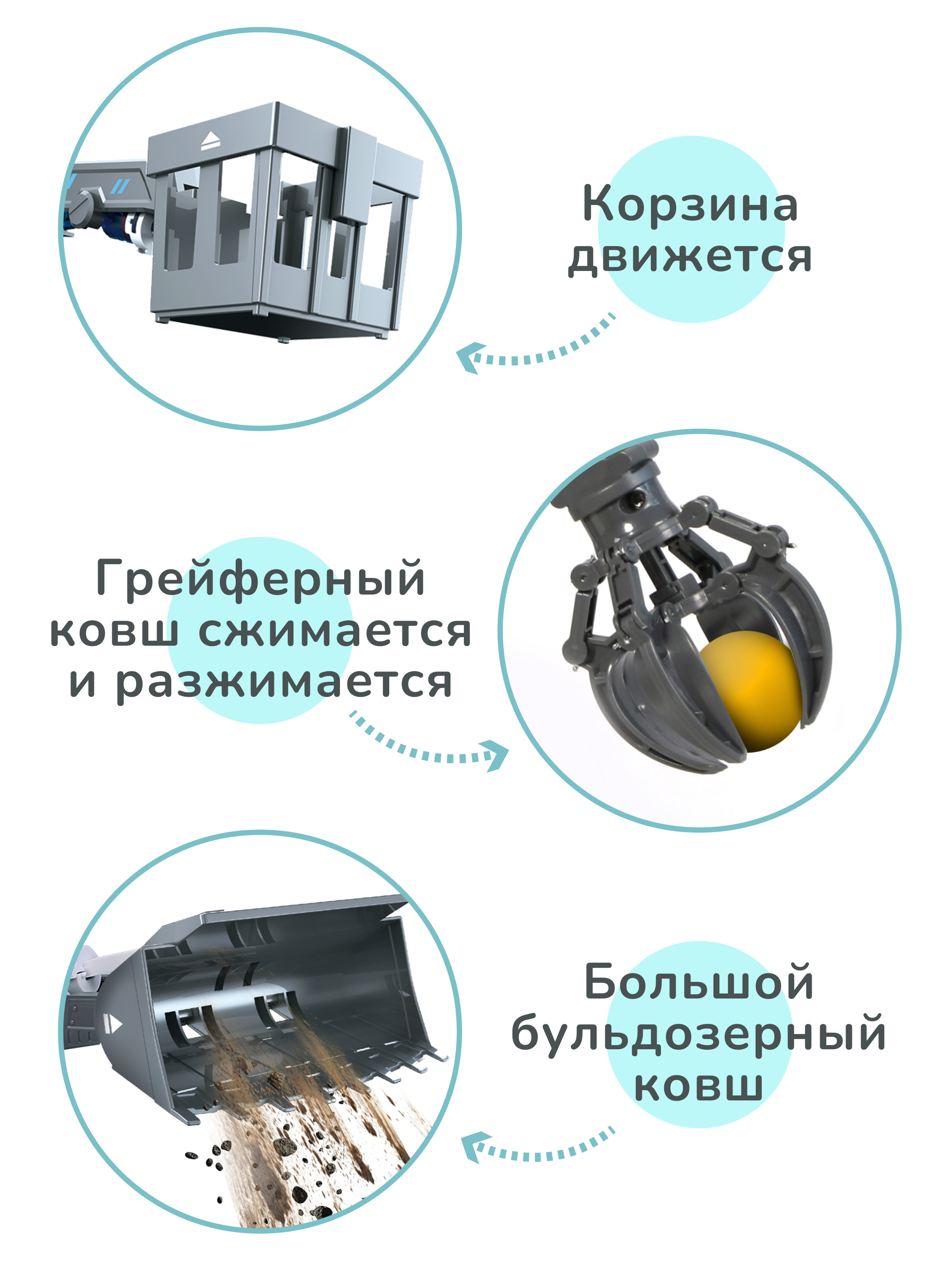 Конструктор гидравлический ON TIME развивающий для детей Строительная техника - фото 7