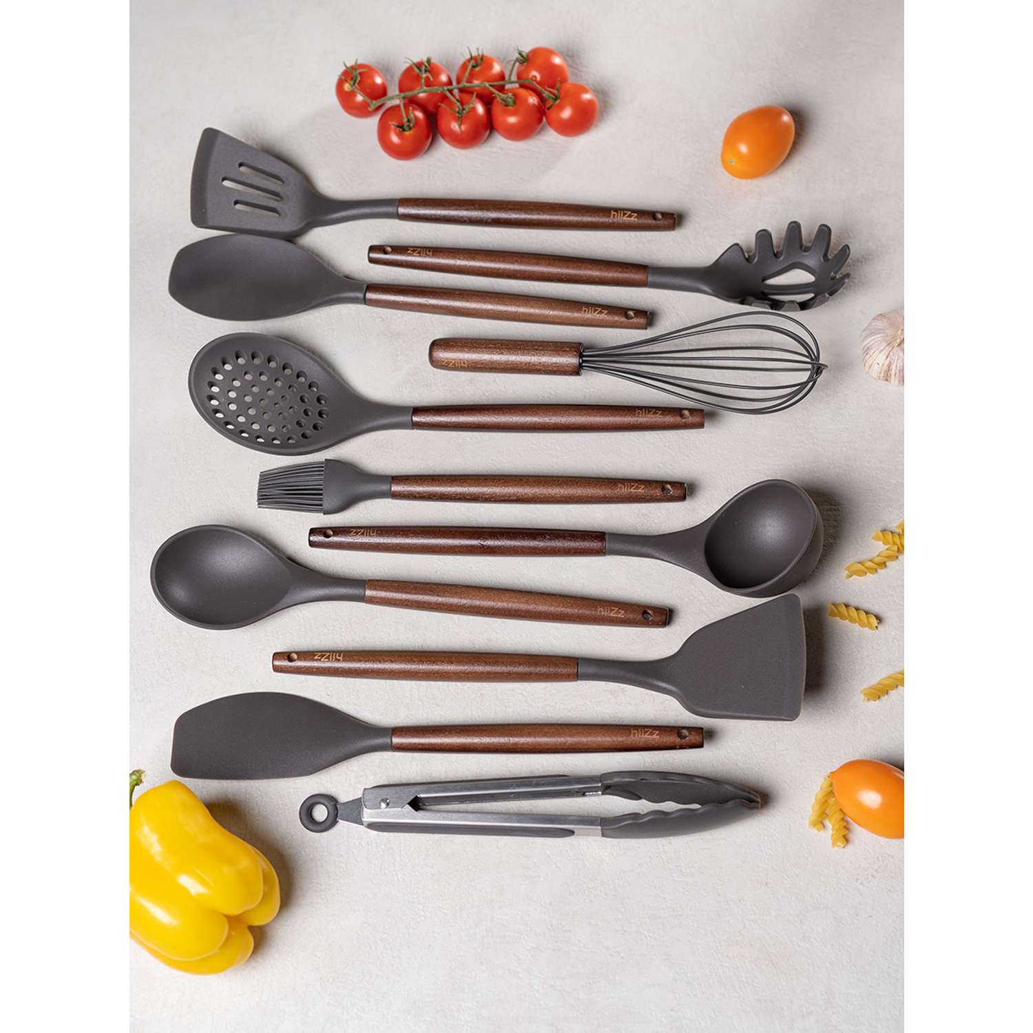 Набор кухонных принадлежностей HILZZ 12 предметов коричнево-серый - фото 4