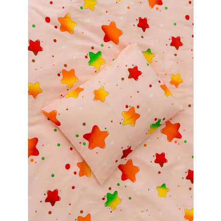 Комплект постельного белья Павлинка в кроватку Звезды на розовом бязь 3 предмета с 1 нав. 40х60