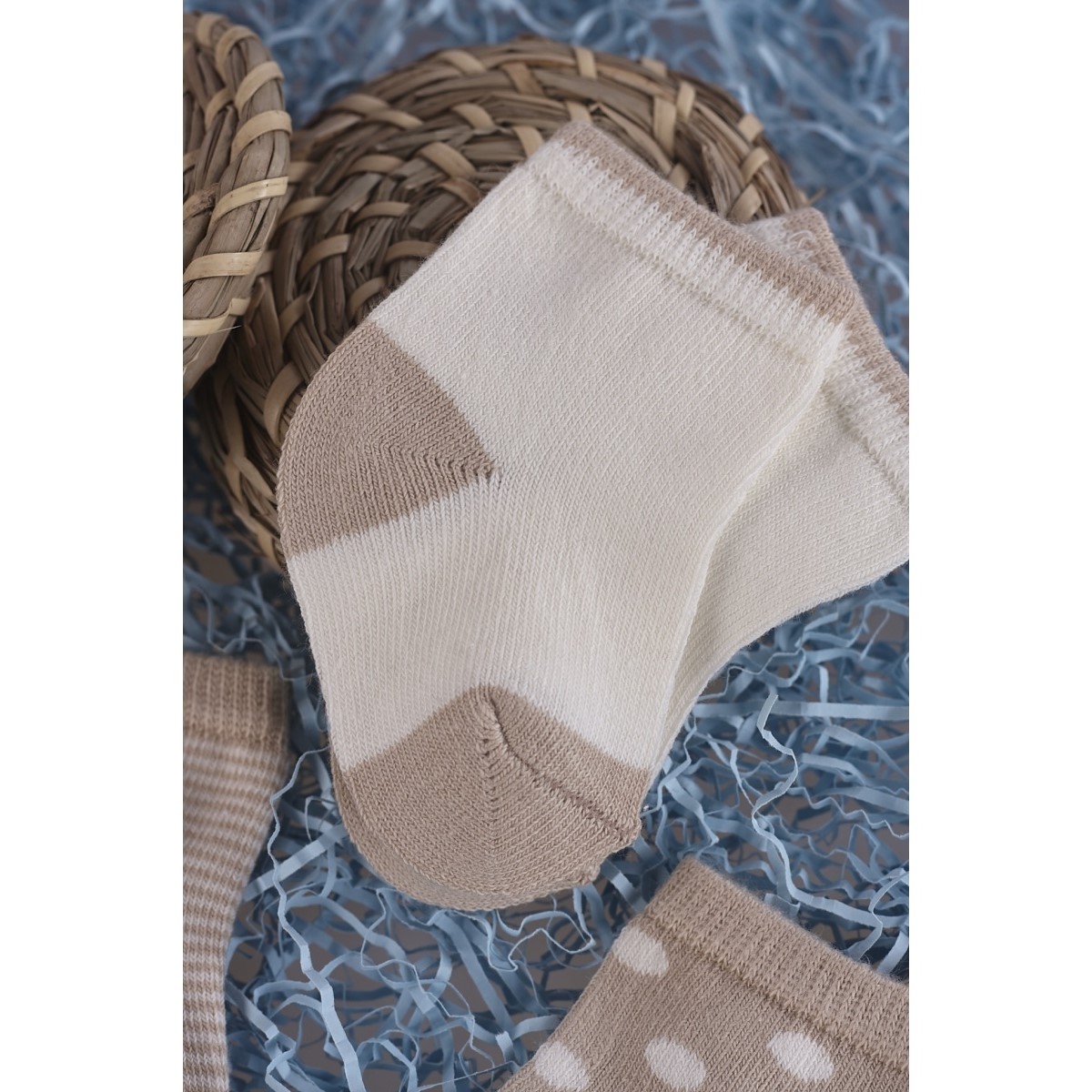 Носки 3 пары Olay Socks 02-MB0016-52/капучино/молочный/горох/полоска - фото 5