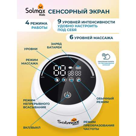 Электрический молокоотсос Solmax двойной для матери с сенсорным дисплеем и бутылочками 2200 mAh