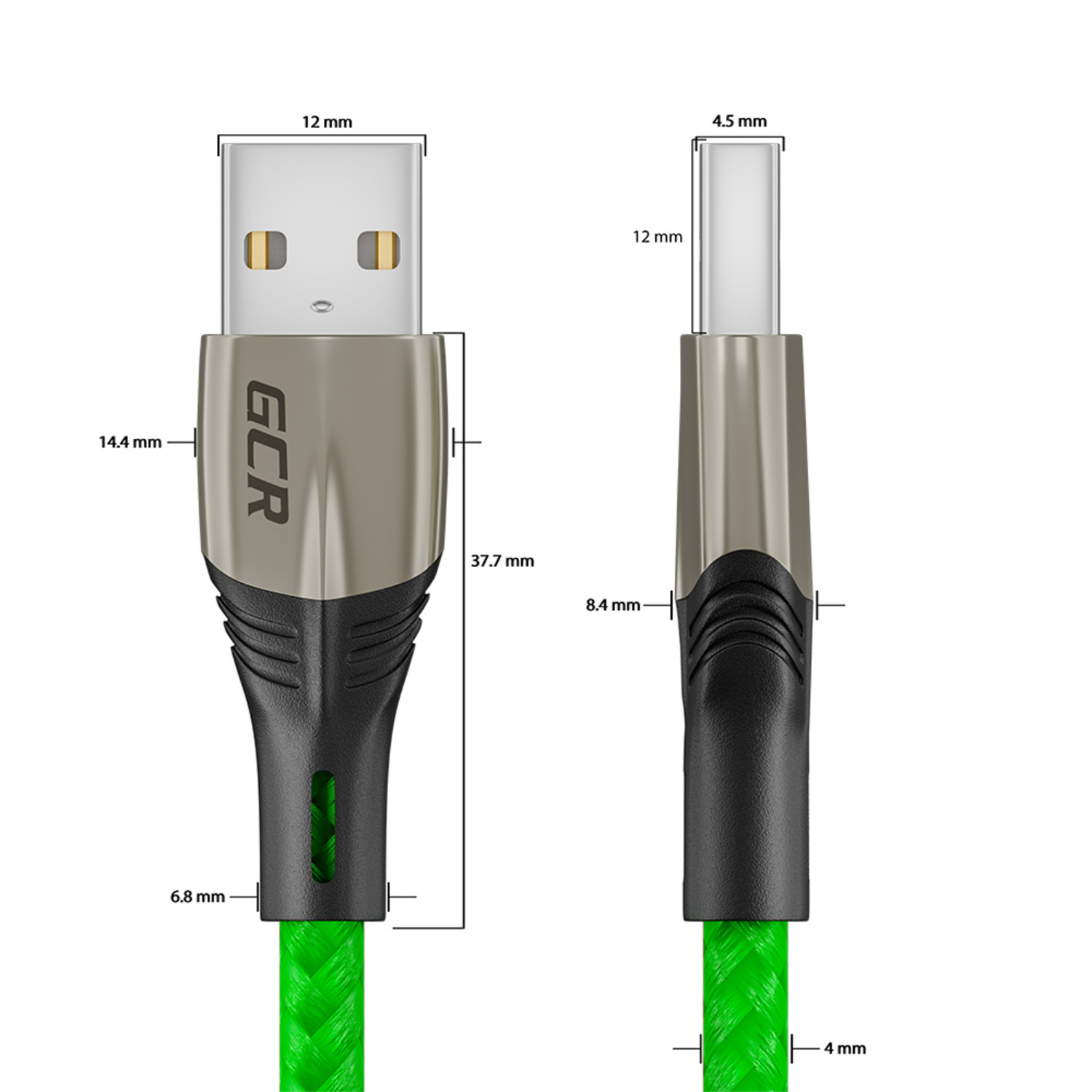 Кабель USB GCR 1.7m Lightning для iPhone series Mercedes в зеленой нейлоновой оплетке GCR-52785 - фото 4