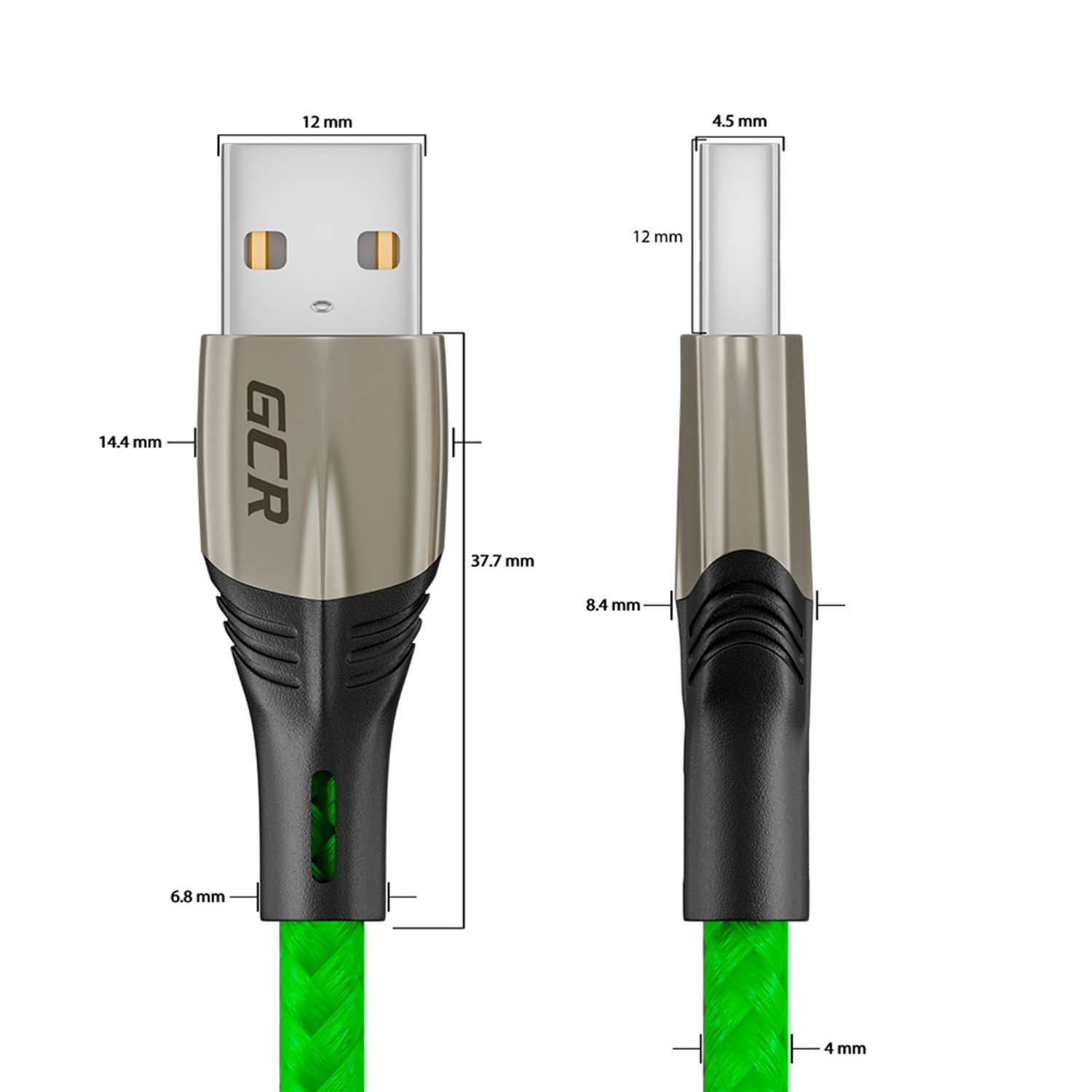 Кабель USB GCR 1.7m Lightning для iPhone series Mercedes в зеленой нейлоновой оплетке GCR-52785 - фото 4