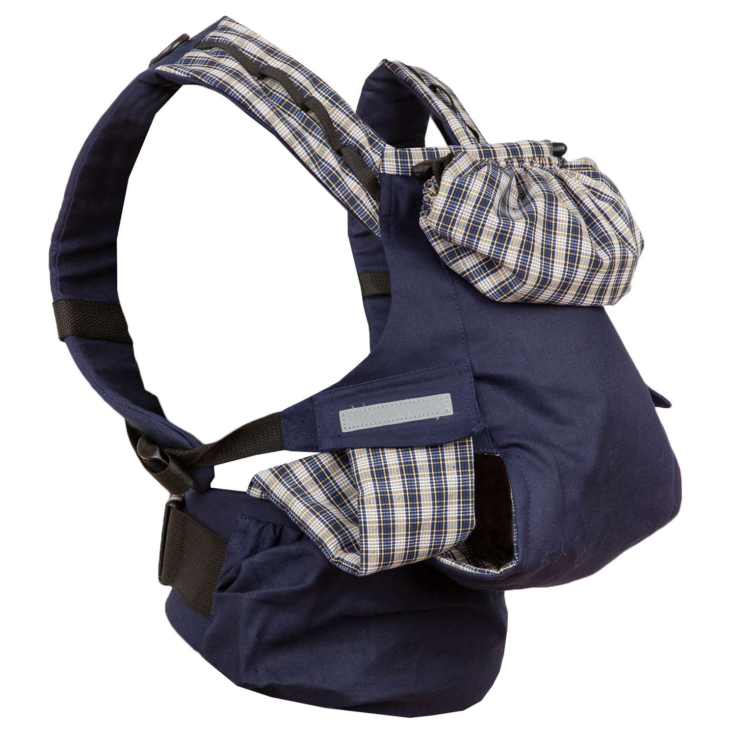 Слинг-рюкзак Чудо-чадо переноска для детей Бебимобиль Позитив темно-синий/клетка - фото 1