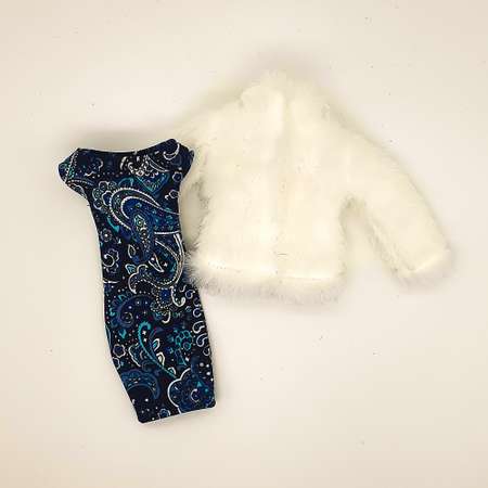 Одежда для кукол типа Барби VIANA Шубка и платье 11.276.8 белый/синий
