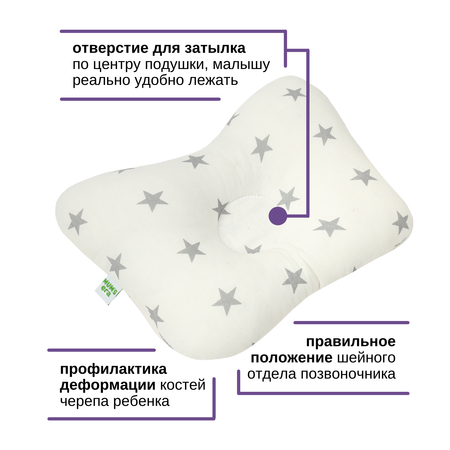 Подушка для новорожденных Mums Era ортопедическая звезда
