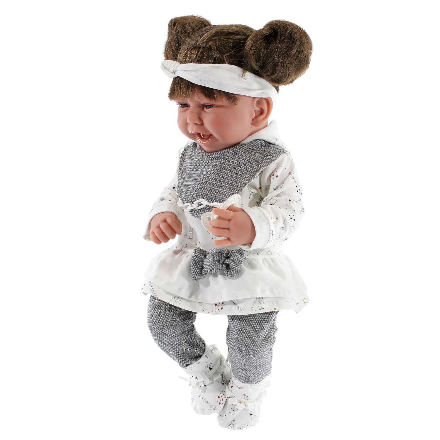 Кукла младенец Antonio Juan Ребека в сером 40 см мягконабивная 3390G - фото 4