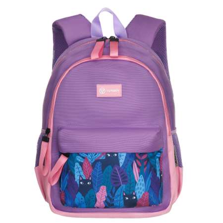 Рюкзак TORBER CLASS X Mini сиреневый розовый с орнаментом и Мешок для сменной обуви