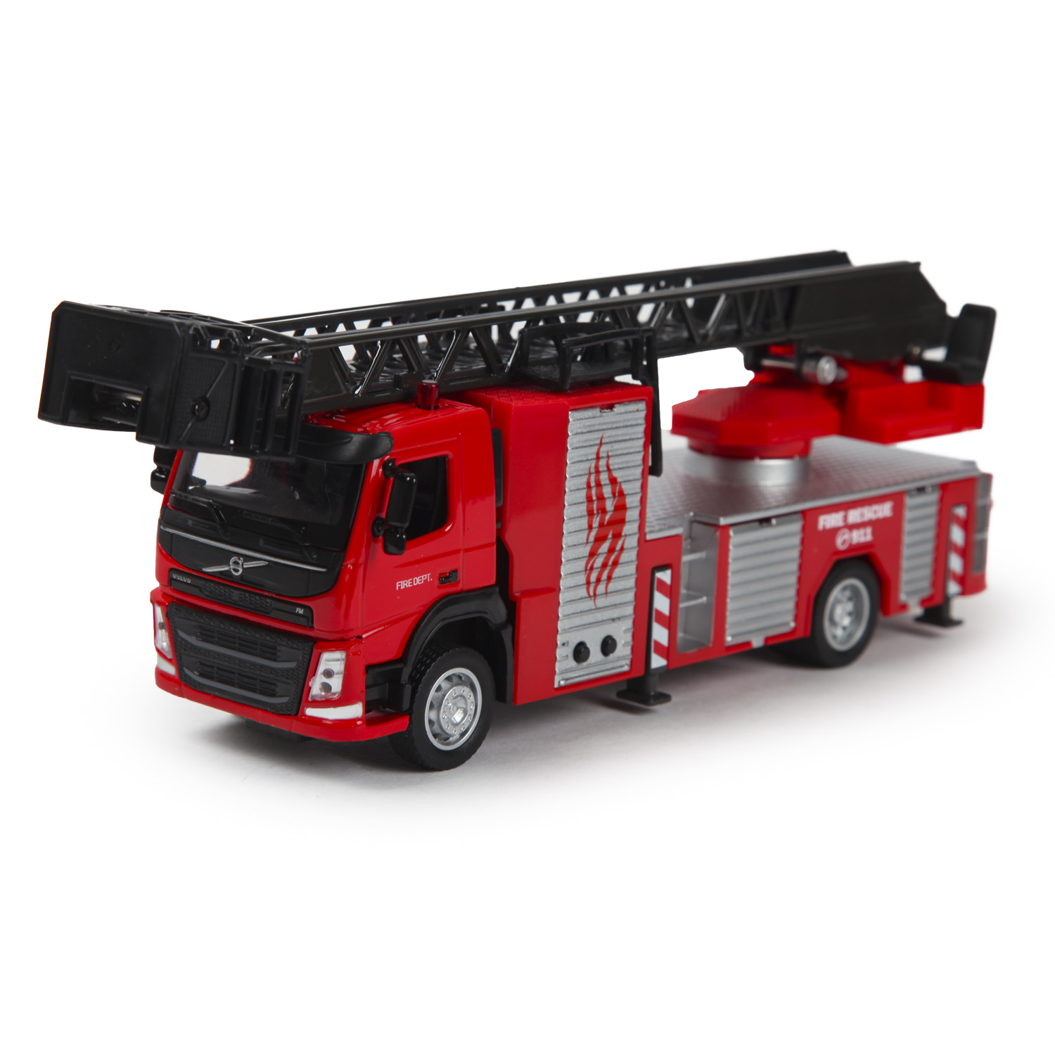 Машина MSZ 1:50 Volvo Fire Fighting Ladder Truck Красная 68381 68381 - фото 2