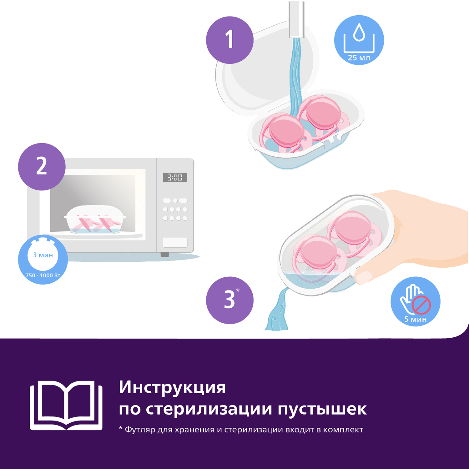 Пустышка Philips Avent ultra soft с футляром для хранения и стерилизации 2шт 0-6месяцев SCF222/02 - фото 10