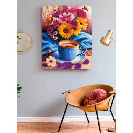 Алмазная мозаика Art on Canvas холст на подрамнике 40х50 см Чашка кофе