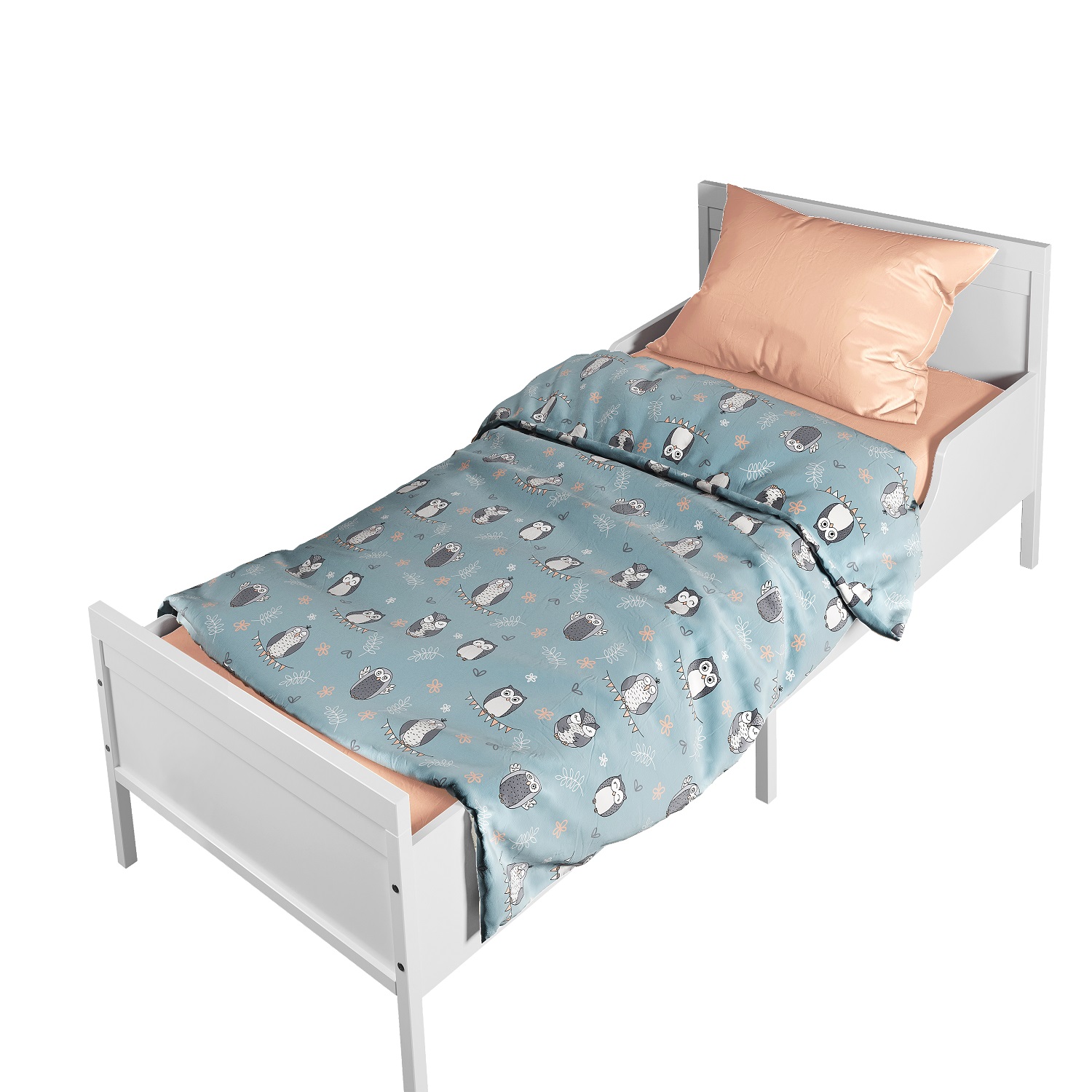 Комплект постельного белья Стрекоза Веселые совята в кроватку 160*80 см с простыней на резинке 3 предмета - фото 1
