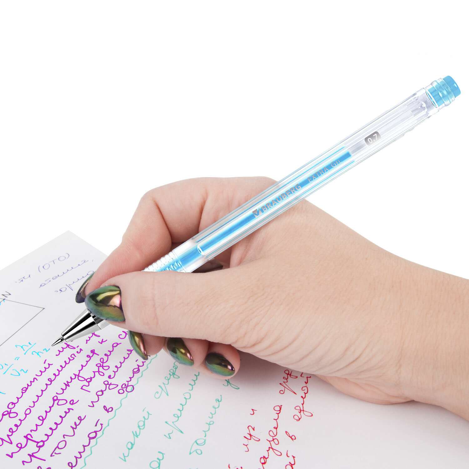 Ручки гелевые Brauberg цветные набор 6 штук для школы тонкие пастель - фото 2