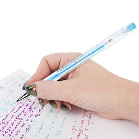 Ручки гелевые Brauberg цветные набор 6 штук для школы тонкие пастель