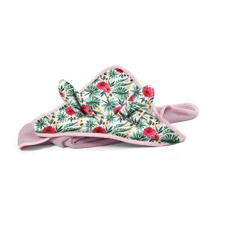 Полотенце Babyono детское махровое с капюшоном Bunny Ears 100x100 см розовое