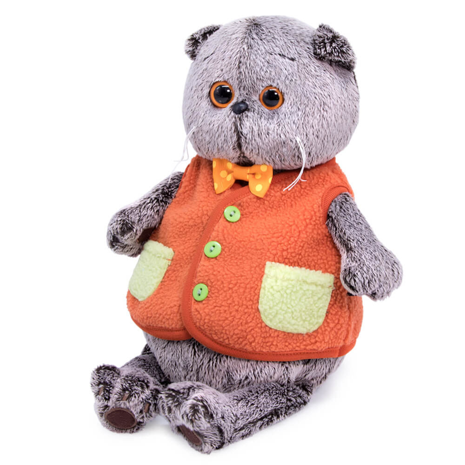 Мягкая игрушка BUDI BASA Кот Басик в меховом жилете 22 см BB06312 - фото 3