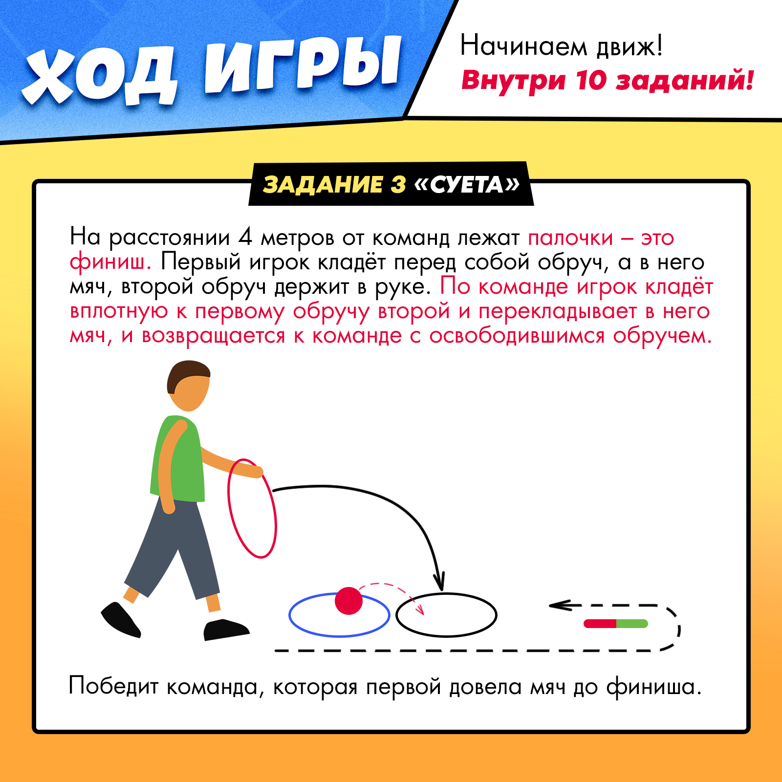 Набор для эстафеты Лас Играс KIDS «На движе!» от 4 игроков 10+ - фото 4