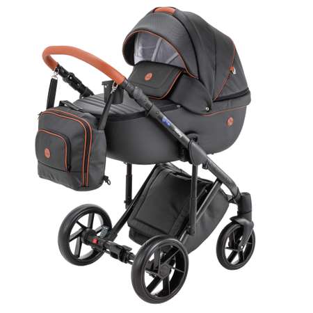 Коляска 3в1 BeBe-mobile Marconi 100% кожа BE10 Черная кожа+Черная перфорированная кожа