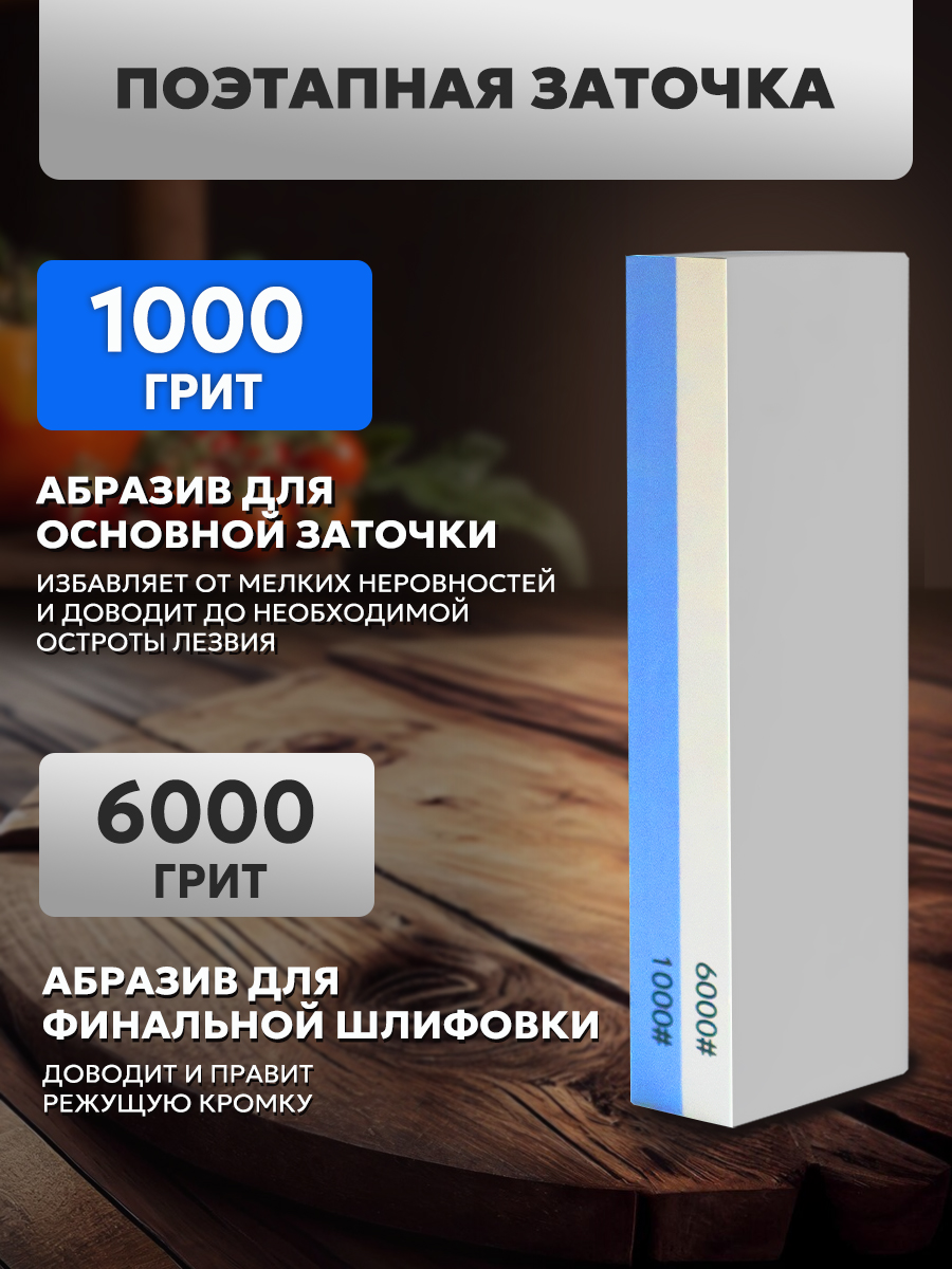 Точильный камень Conflate зернистость 1000 на 6000 грит - фото 3